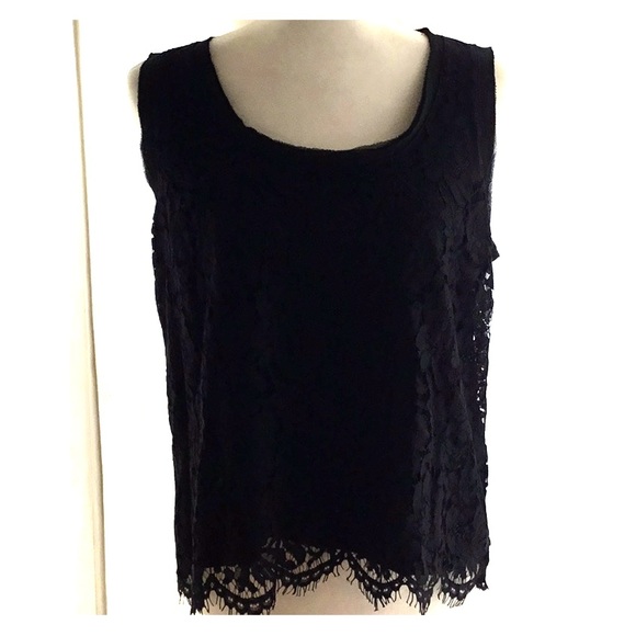Banana Republic Tops - Banana Republic Lace Black Dressy Tank Petite L